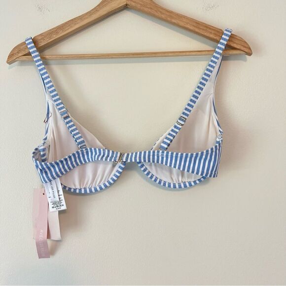 Avec Les Filles Striped Underwire Bikini Set NEW Size Medium Blue White - Picture 4 of 10